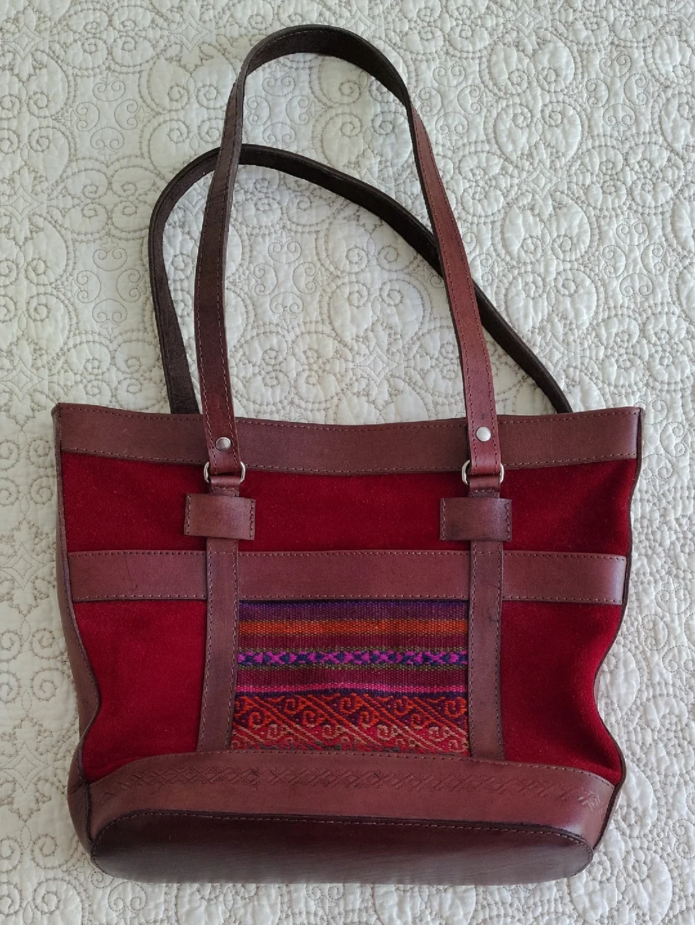 Handcrafted Bolivian‎ Brown Leather Shoulder Bag Boho Woven Artisan Fair Trade